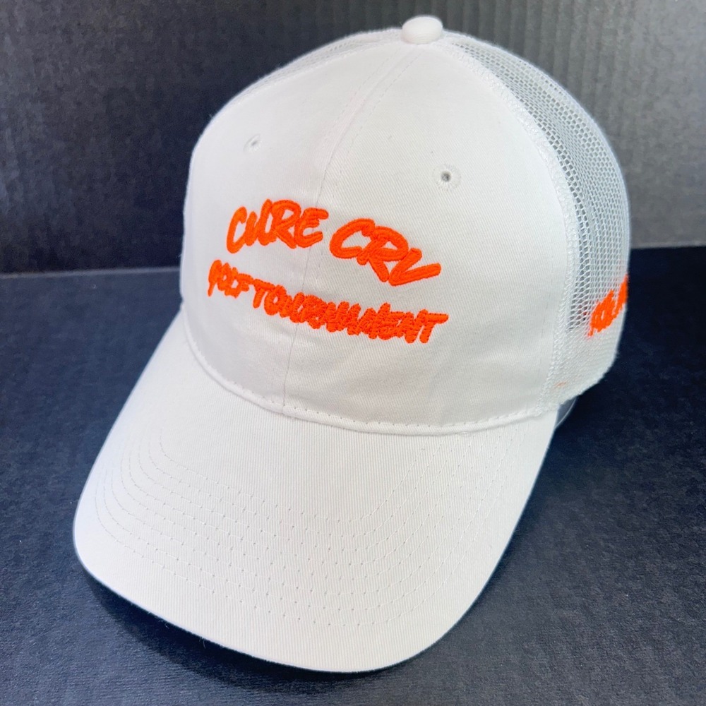 Cure CRV Golf Tournament Mens White Unbranded Trucker Hat Mesh Snapback OSFM